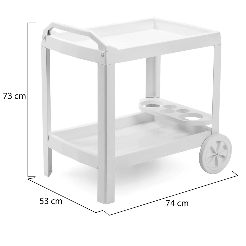 Chidester, Carrello 2 Ripiani Made in Italy, 53x74x73h cm Bianco