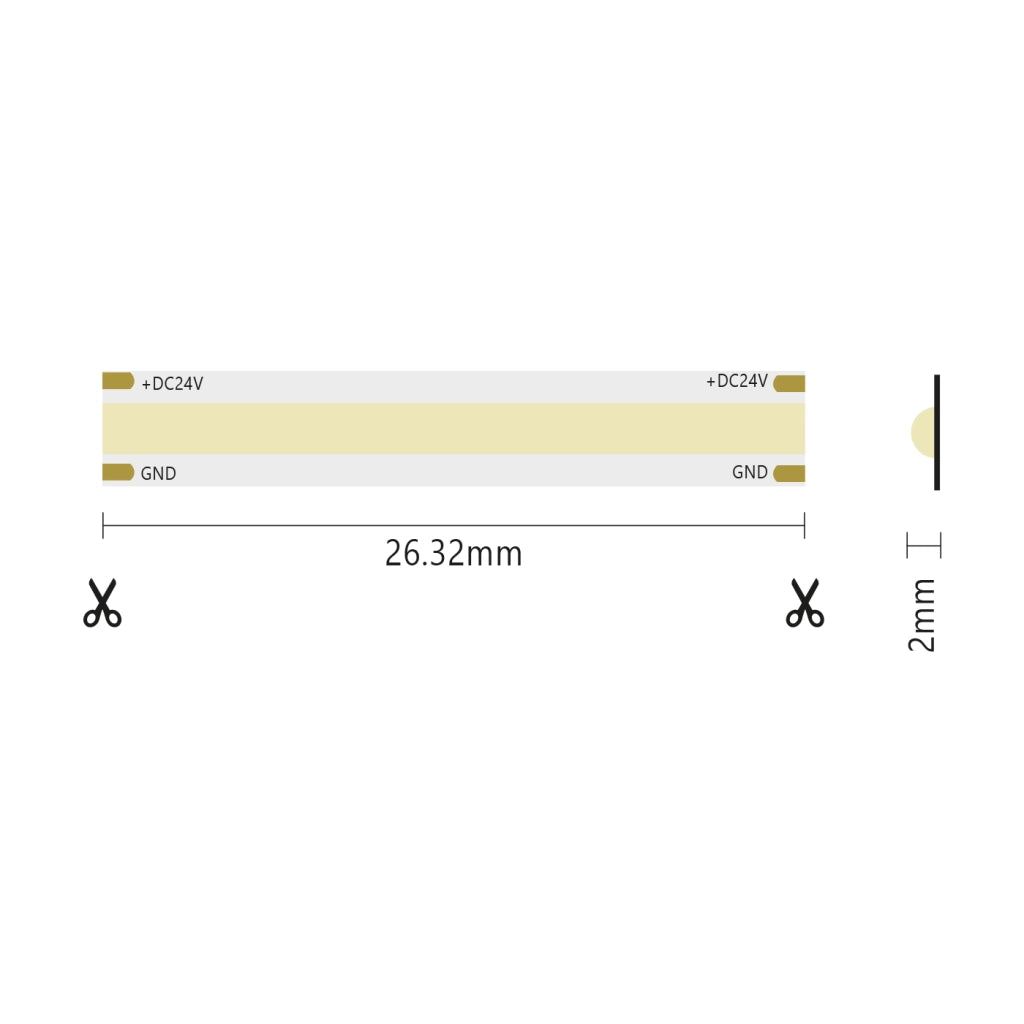 Alcapower Striscia LED 5m 24V serie SOB, 3000K, 15W/m, 2000lm/m, 528 LED/m, CRI90, IP20, tecnologia ad alta efficienza per illuminazione lineare