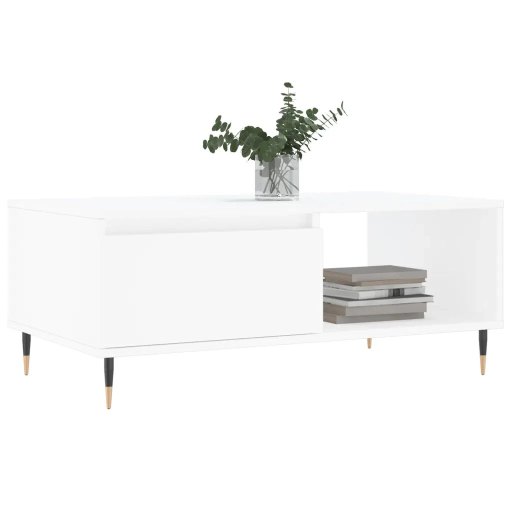Tavolino da Salotto-Tavolino da soggiorno-Tavolo Bianco 90x50x36,5 cm in Legno Multistrato 568353
