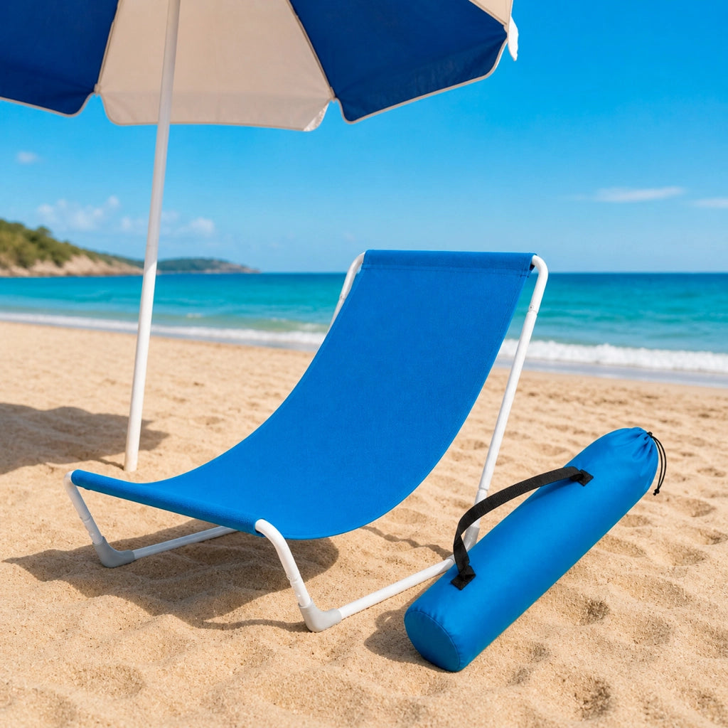 Sedia Sdraio Pieghevole Ergonomica Con Struttura In Acciaio Poliestere Impermeabile Sacca Con Tracolla Per Relax Outdoor Spiaggia Piscina Campeggio Giardino 95 x 60 x 40 Cm Blu