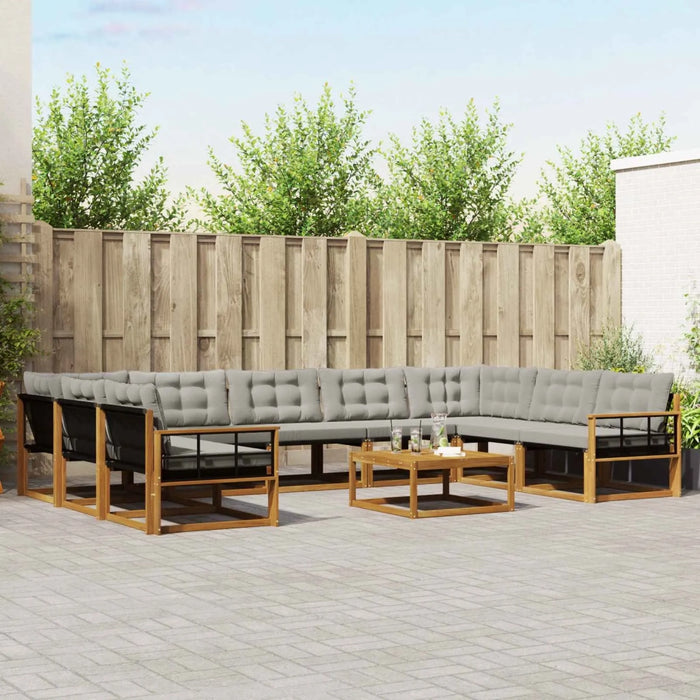 Set di divani da esterno 10 pcs Grigio Naturale e Chiaro 3369870