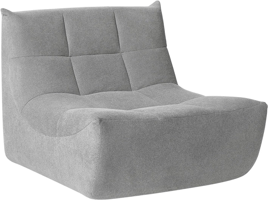 Poltrona Imbottita da Terra, Pouf Poltrona con Schienale, Sfoderabile, per Soggiorno, Camera da Letto, Balcone, 98x84x73 cm, in Spugna, Grigio, 0034XXY