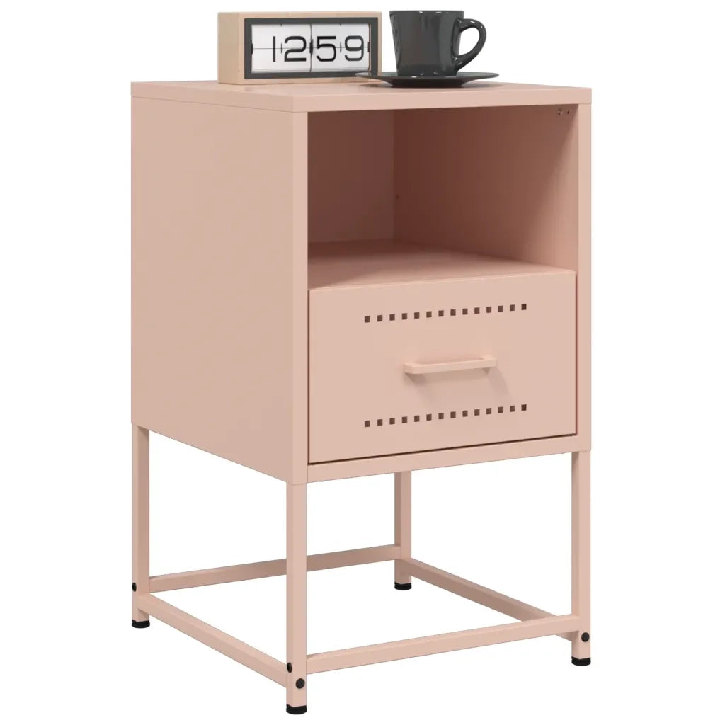 Set di 2 Comodini | Armadio da Notte | Mobiletto da notte Rosa 36x39x60,5 cm in Acciaio