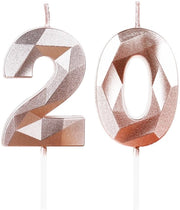 Candele per compleanno in rosso oro 20° anniversario - Decorazioni per torta - Effetto festivo - Compleanno - Bellezza 3D - Adatto per...
