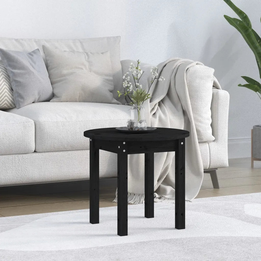 Tavolino da Salotto Nero Ã˜ 45x40 cm in Legno Massello di Pino cod mxl 5537