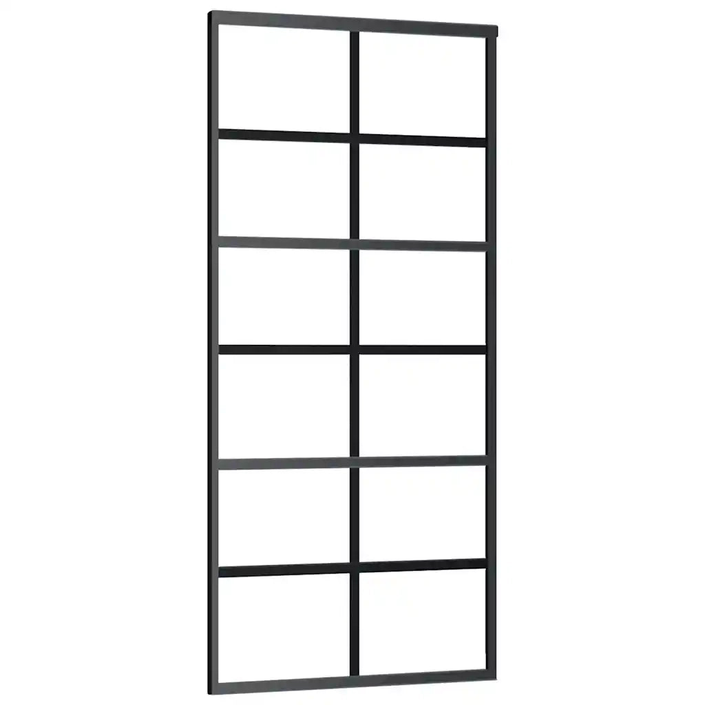 Porta Scorrevole con Ferramenta 90x205cm Vetro ESG Alluminio 3332843