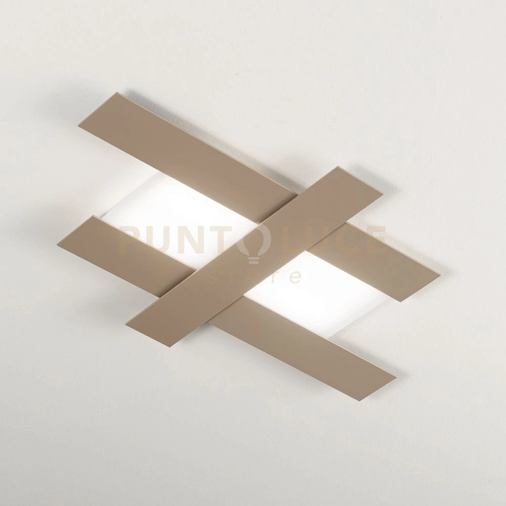 DOHA P/M - APPLIQUE COLORE TORTORA IN ALLUMINIO E METACRILATO A LED 3000K 3750LM 40W 84X55CM
