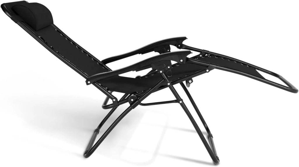 Set di 2 sedie da Giardino reclinabili Relax, Alto Comfort, Nero