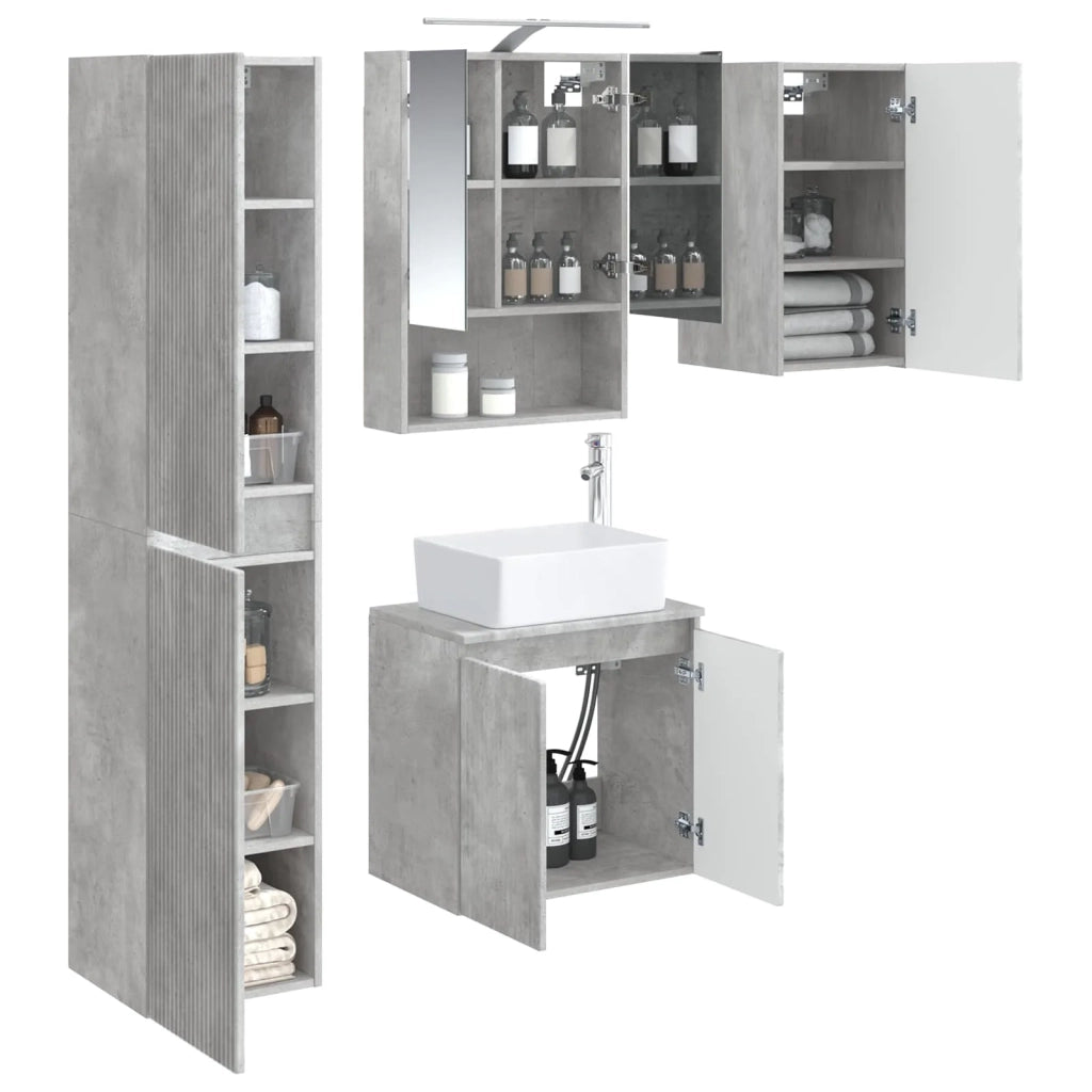 Set di Armadi da Bagno 5 pcs Grigio Cemento 50 x 14,5 x 70 cm 3407322