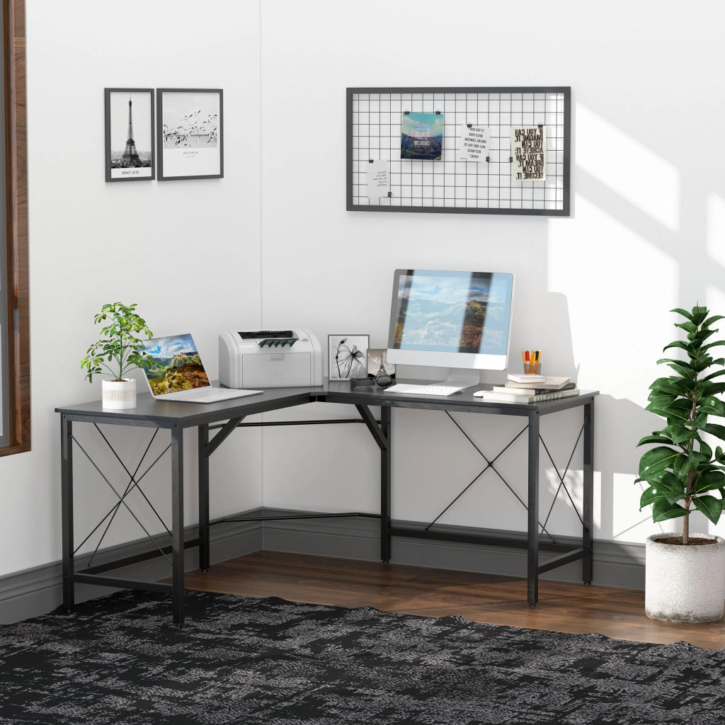 Scrivania Angolare Moderna con Struttura in Metallo ¨C Zephmum ¨C 150x150x76 cm Nero