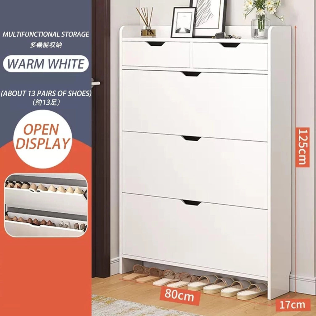 scarpiera Scarpiera Organizer per scarpe - Armadietto portascarpe stretto a 3 livelli con ante per riporre l'ingresso organizzato - Scarpiera sottile indipendente (dimensioni: 80 * 17 * 125 cm)
