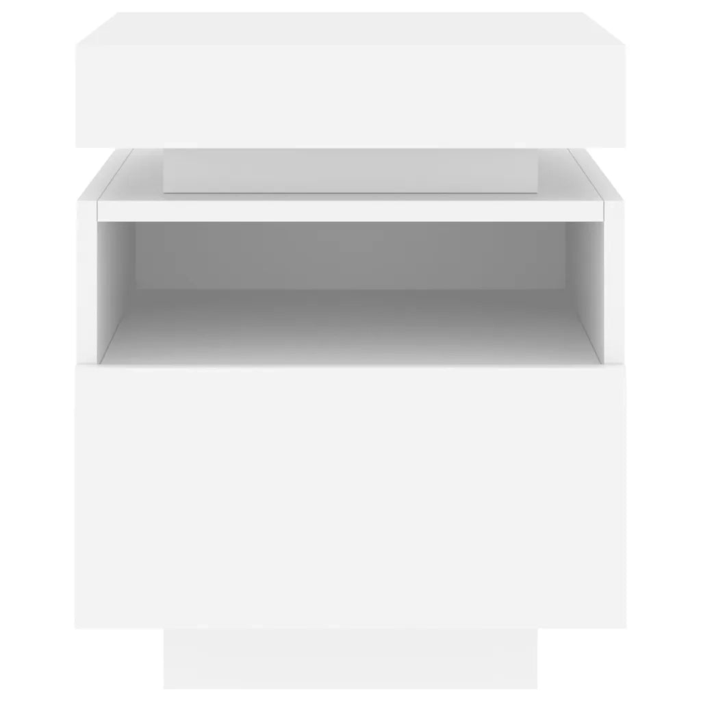 Comodino con Luci LED-Tavolino da notte Bianco 40x39x48,5 cm