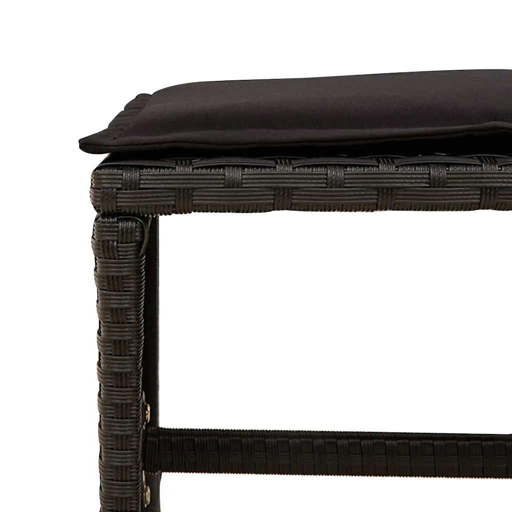Set da Pranzo da Giardino 17 pz con Cuscini Nero in Polyrattan