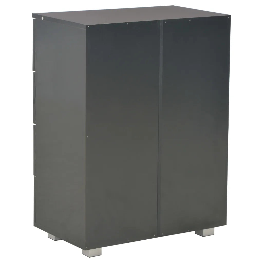 Credenza Nero Lucido 60x35x80 cm in Legno Multistrato 283713