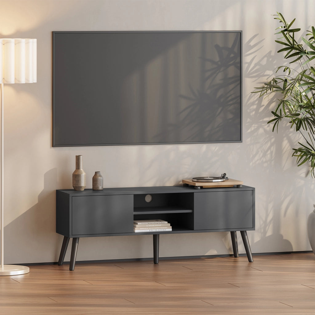 Mobile Porta TV Eskilstuna a 2 Ante e Ripiani 120 x 30 x 47 cm - Grigio Scuro [en.casa]