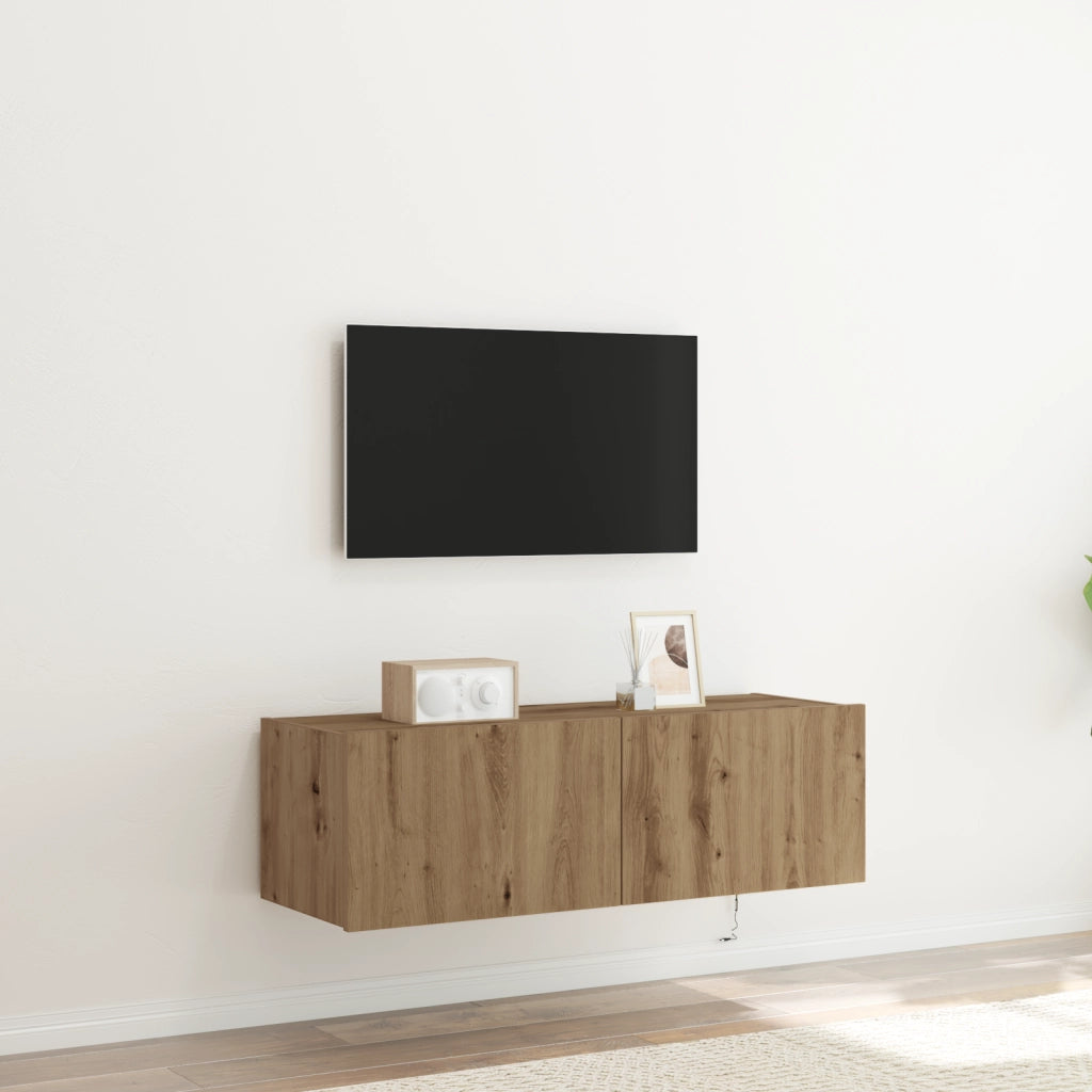 Mobile TV con luci LED Rovere Artigianale 100x35x31 cm