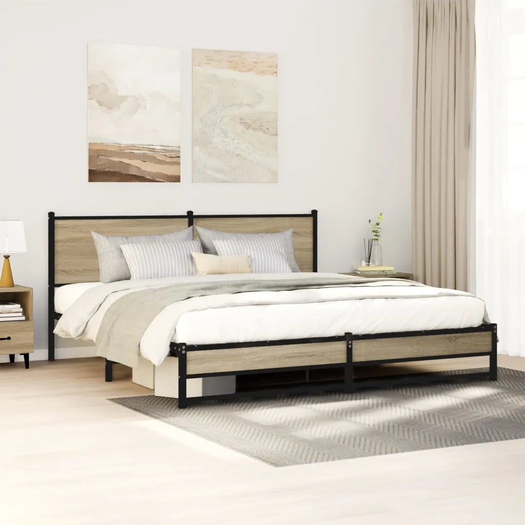 Giroletto senza Materasso in Metallo-Struttura Letto Rovere Sonoma 160x200 cm 724228