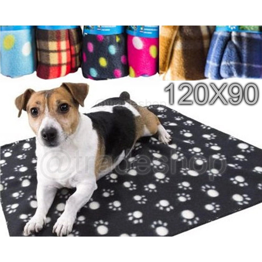 Trade Shop - Coperta Plaid In Pile Copri Divano O Coprisedile Per Cani E Gatti Paw 90 X 120 -