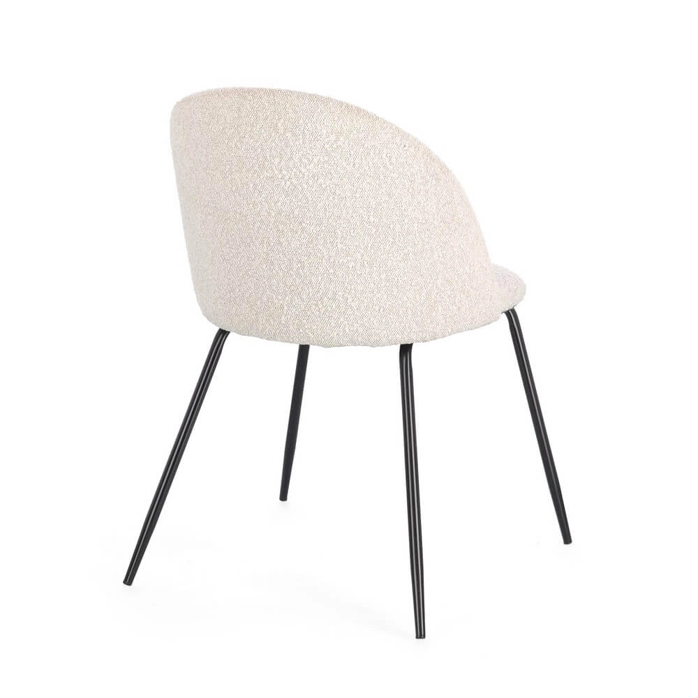 Set di 4 Sedie Imbottite in Tessuto Bouclé con Gambe in Acciaio Nero - GABRI