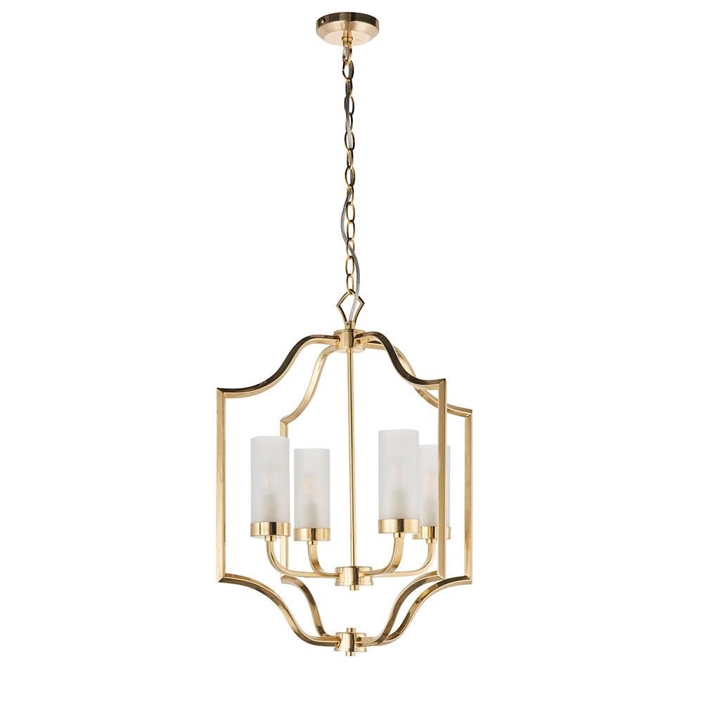 Lampadario vintage ottone satinato 4xE14 Endon Edrea