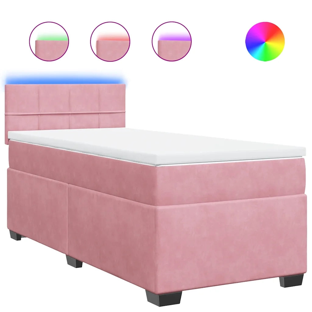 Giroletto a Molle con Materasso Rosa 90x200 cm in Velluto