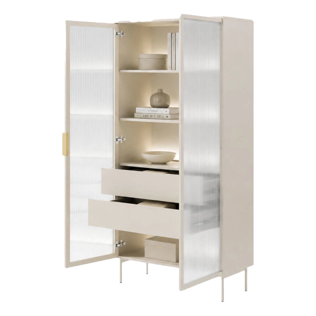 Mobile Espositore Lafafasa, Vetrina 4 Ripiani, 92x39x195h cm Beige Cashmere