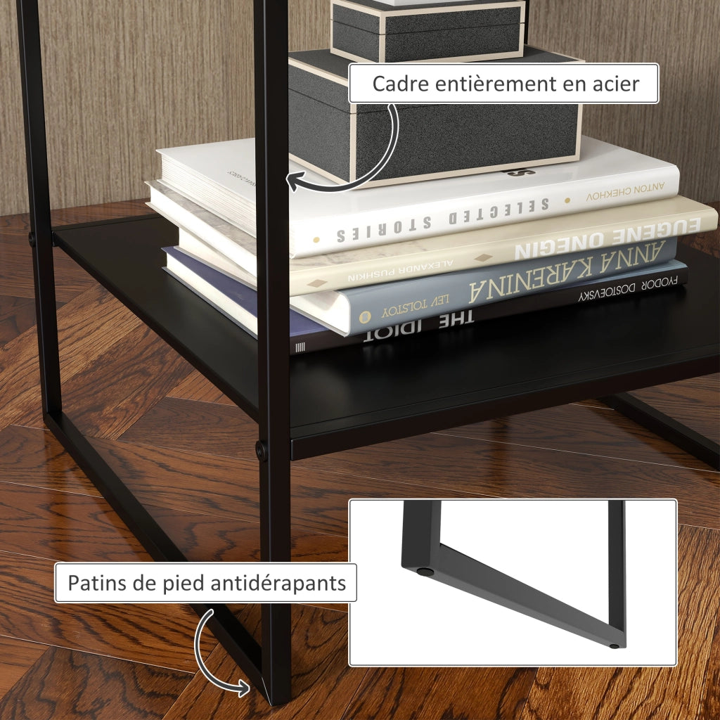 Tavolino da caff¨¨ quadrato stile industriale in metallo ¨C Minimal ¨C 40x40x45 cm nero