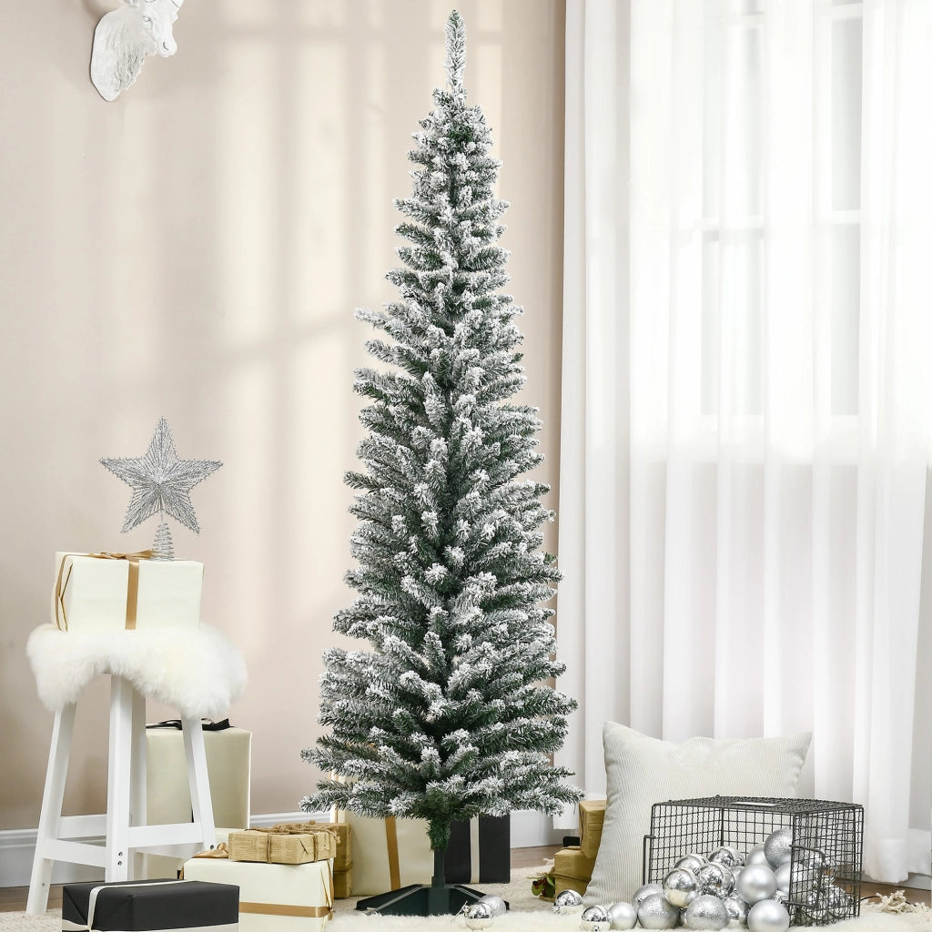 Albero di Natale Artificiale ¨C zephmum ¨C 210 cm, PVC, Verde/Bianco