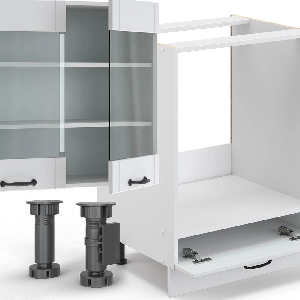 Cucina componibile Fame-Line Bianco rustico/Bianco 355 cm, PL Antracite Vicco