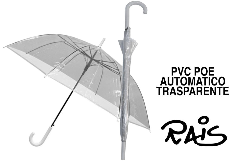 Ombrello Pioggia Trasparente Bianco Golf in PVC Sposa Automatico