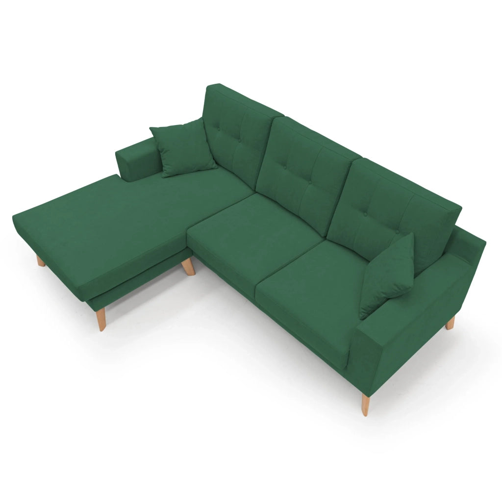 Danish Divano angolare REVERSIBILE in tessuto morbido impermeabile T02 237 cm verde