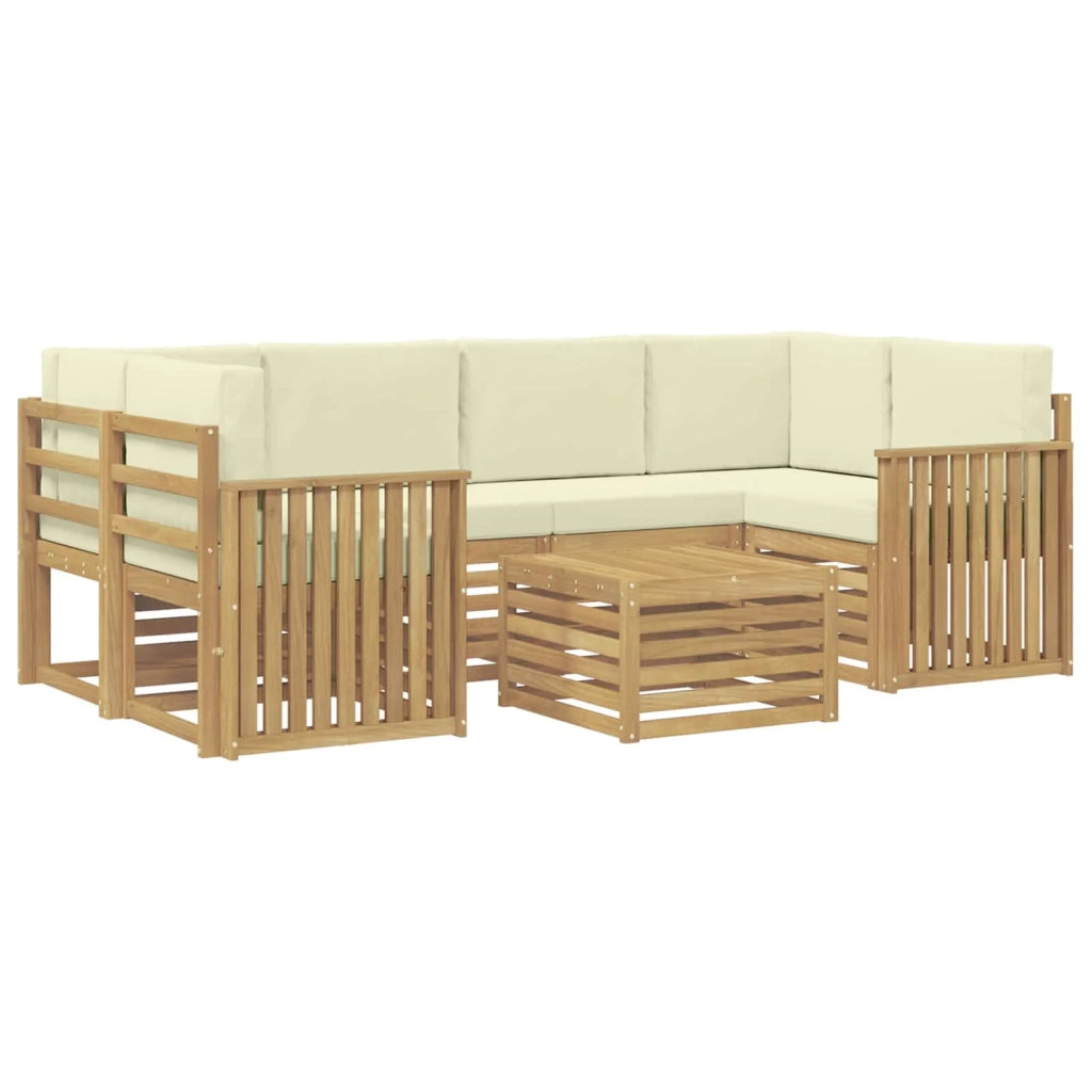 Set di divani da esterno 7 pcs Bianco e Crema Poliestere 3391470