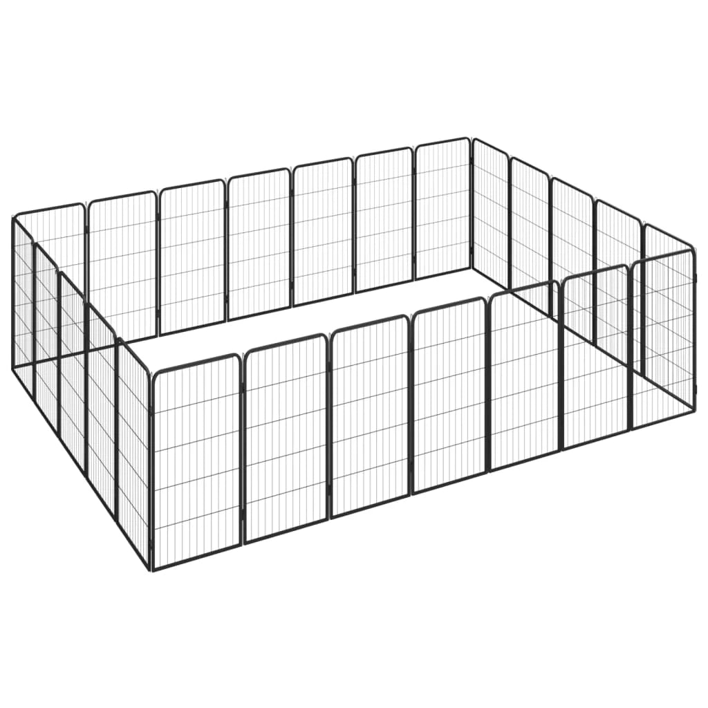 Recinto per cani con 24 pannelli 50 x 100 cm acciaio verniciato a polvere nero 02_0043622