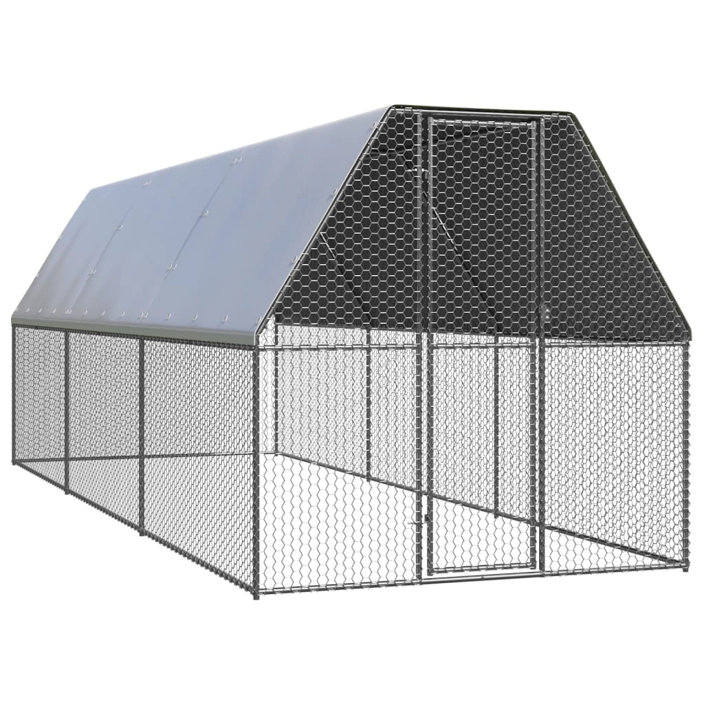 Pollaio da esterno 2 x 6 x 2 m in acciaio zincato con tetto impermeabile 02_0001690