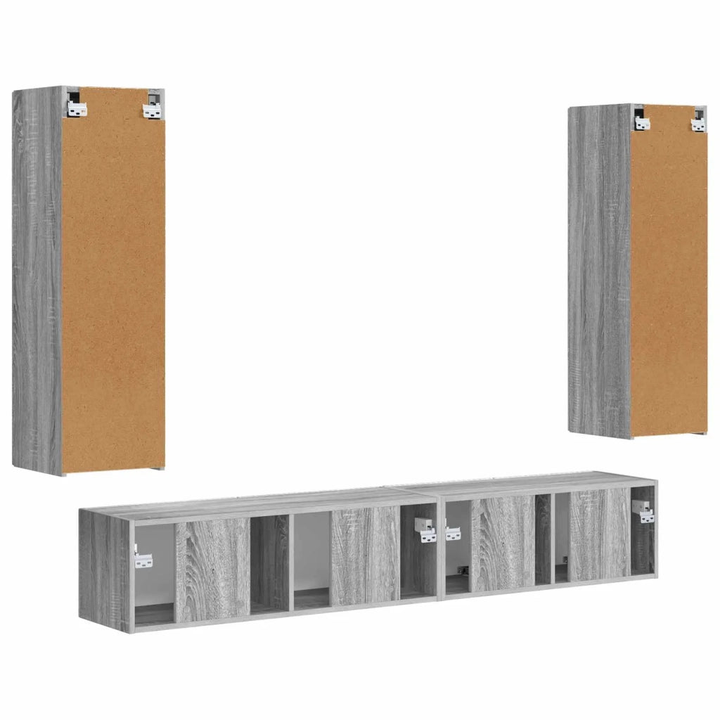 Set mobile TV 3 pz-Credenza per TV Grigio Sonoma Legno multistrato 943401