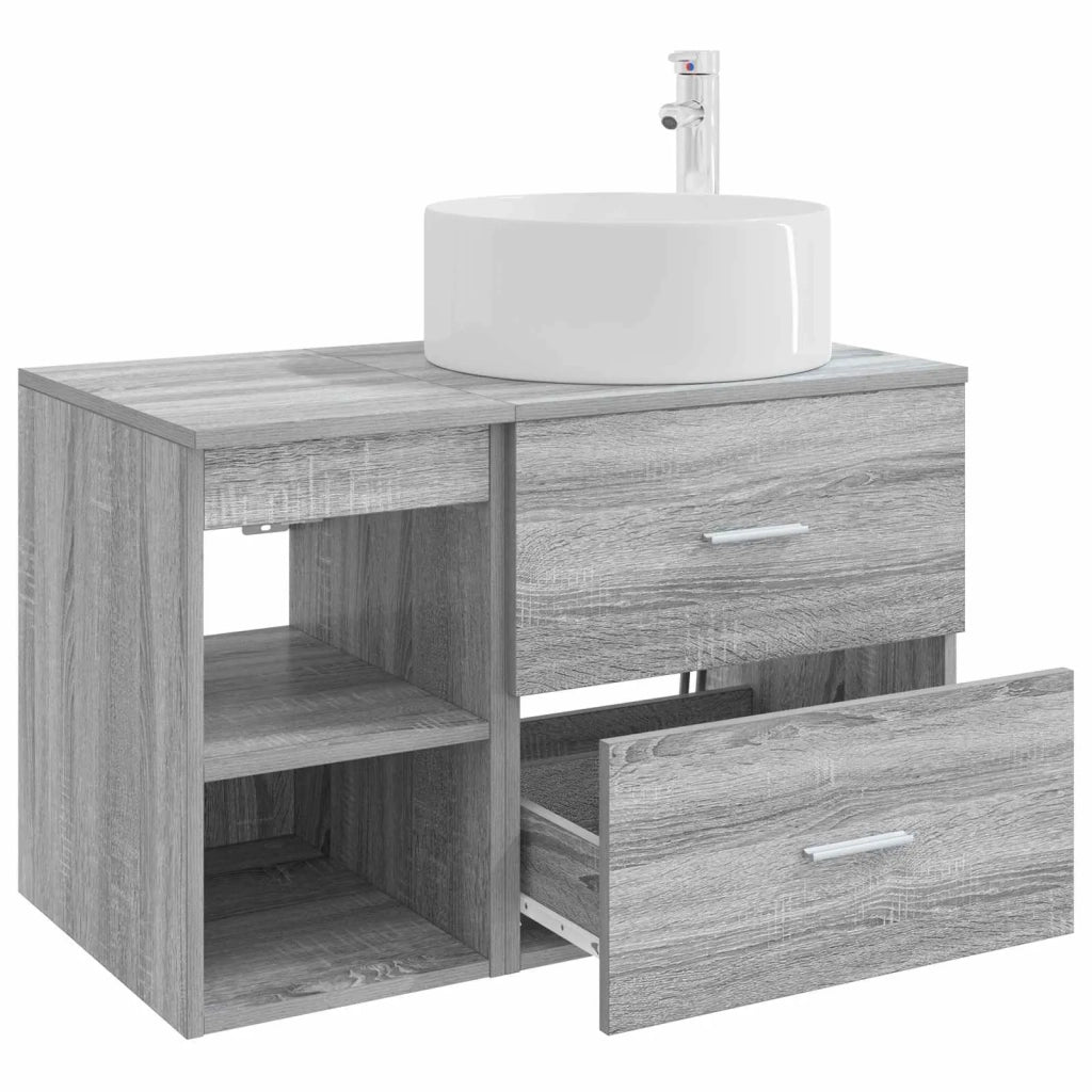 Set di mobili per il bagno 2 pcs Sonoma grigio 3403933
