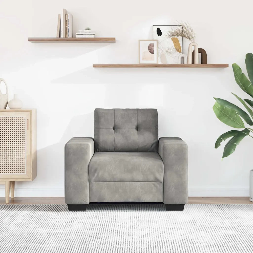 Divano Sedia-Poltrona-Sofa Relax Grigio Chiaro 60 cm Velluto 472890
