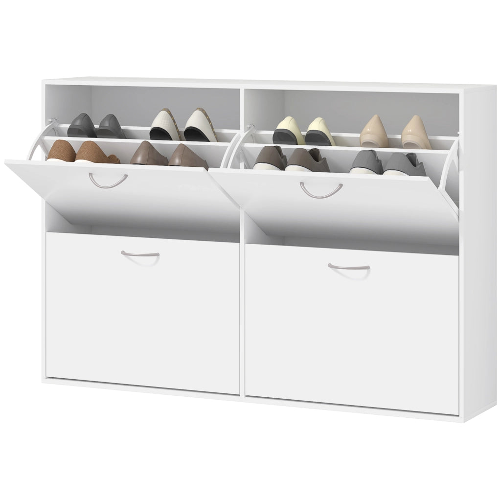 Armadio Scarpe con 4 Cassetti a Ribalta ¨C zephmum ¨C Bianco 120x24x81 cm