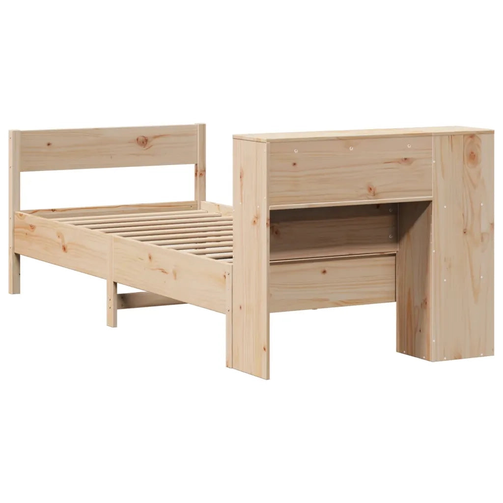 Giroletto con Libreria senza Materasso-Struttura Letto con contenitore 75x190 cm in Legno Pino 712423
