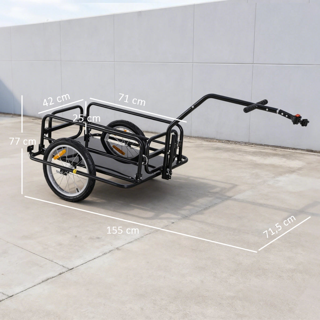 Rimorchio per bicicletta ¨C zephmum ¨C nero 155x71.5x77 cm 40 kg