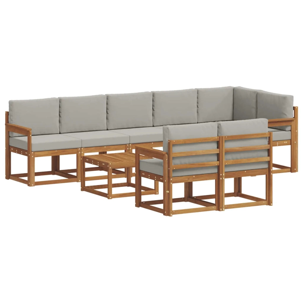 Set di divani da esterno 9 pcs Grigio Naturale e Chiaro