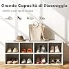 Panca Scarpiera per Ingresso, Panca Contenitore con 8 Scomparti Aperti, Scaffale Portascarpe Capacità di Carico di 230 kg, per Ingresso, Corridoio, Soggiorno, 102x30x41 cm (Bianco)