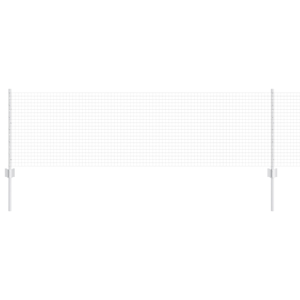 Recinzione in Filo Saldato con 22 Pali U Argento 0.6x50 m Acciaio