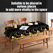 Tavolo da pranzo 130 x 220 cm - Set di 2 - Tema luna - Carta gelatinata - Nero/Bianco - Pulito con prodotti chimici - Decorazione da tavolo