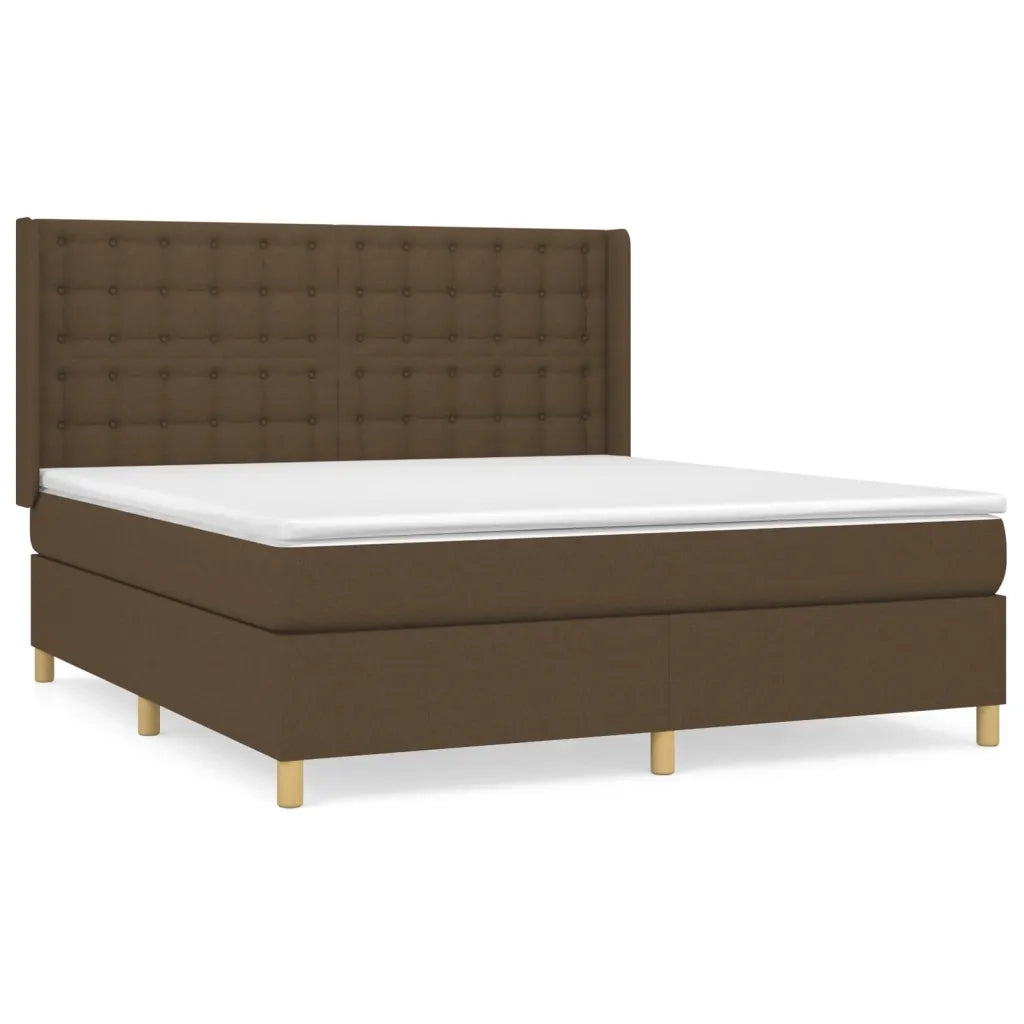 Giroletto a Molle con Materasso Marrone Scuro 160x200cm Tessuto