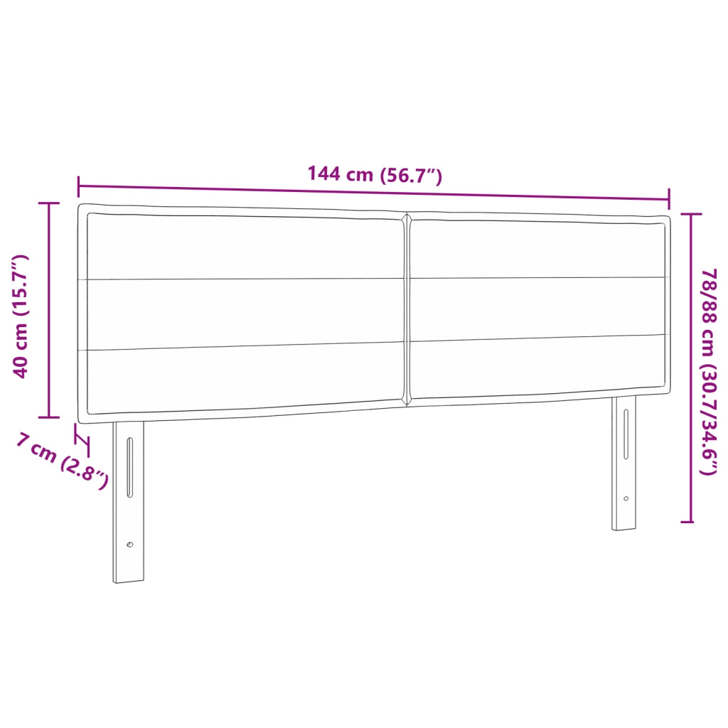 Testata LED Design Linea Grigio Chiaro 72 cm Tessuto