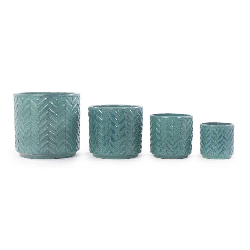 SET DI VASI DA FIORI IN CERAMICA 4 PEZZI Ø38/31,5/24,5/20 CM AQUA BLUE