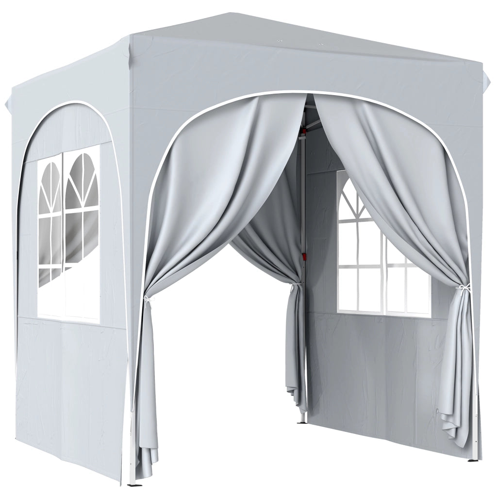Gazebo Pieghevole da Giardino 200x200 cm UPF50+ Portatile in Tessuto Oxford Grigio Chiaro