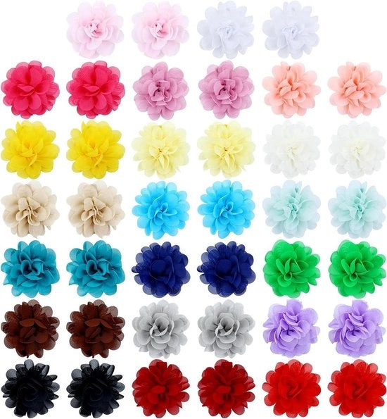 Accessori capelli per bambine, ragazzi e ragazze - 40 pezzi clip capelli 5cm - Spille capelli anti-slip per bambine, bambini e adolescenti - Accessori capelli con fiori chiffon lisci