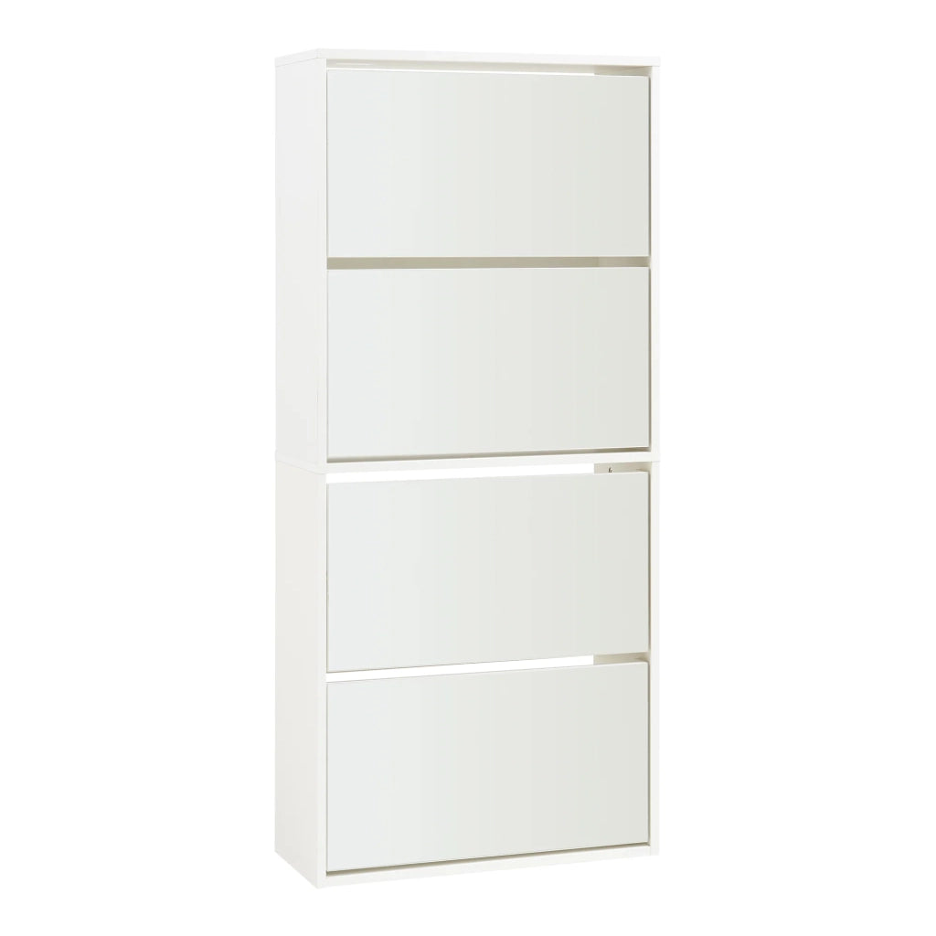 Scarpiera con 4 ante a ribalta 134 x 60 x 24 cm con specchio bianco 03_0010116